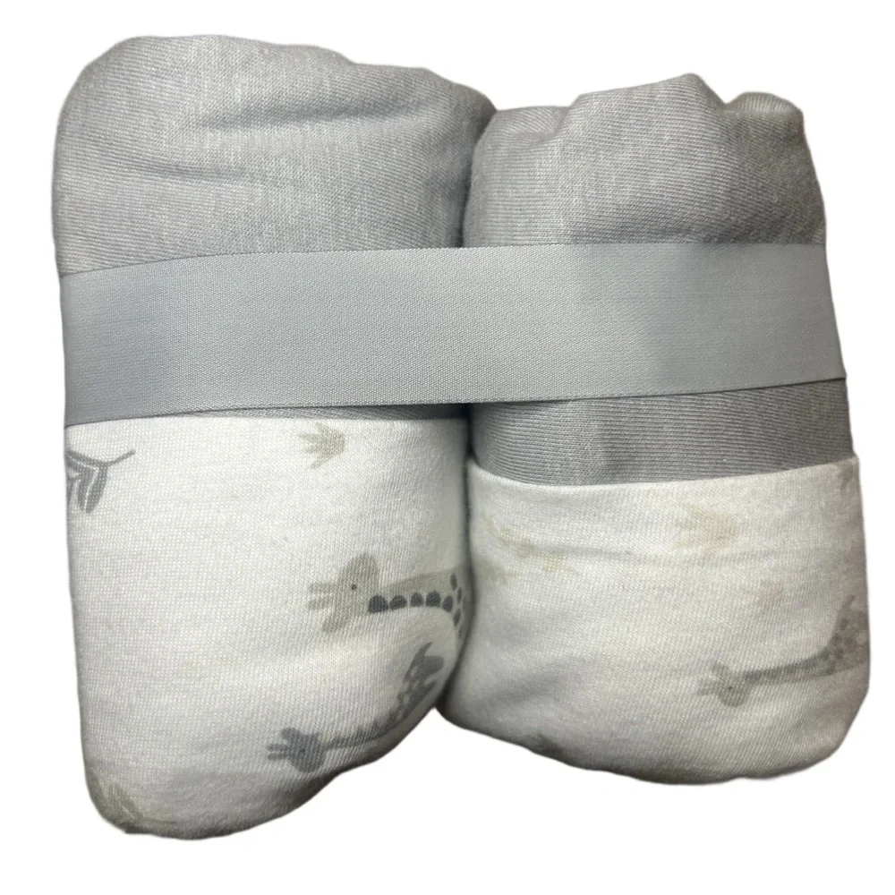 Cloud Island White and Gray Crib Sheets